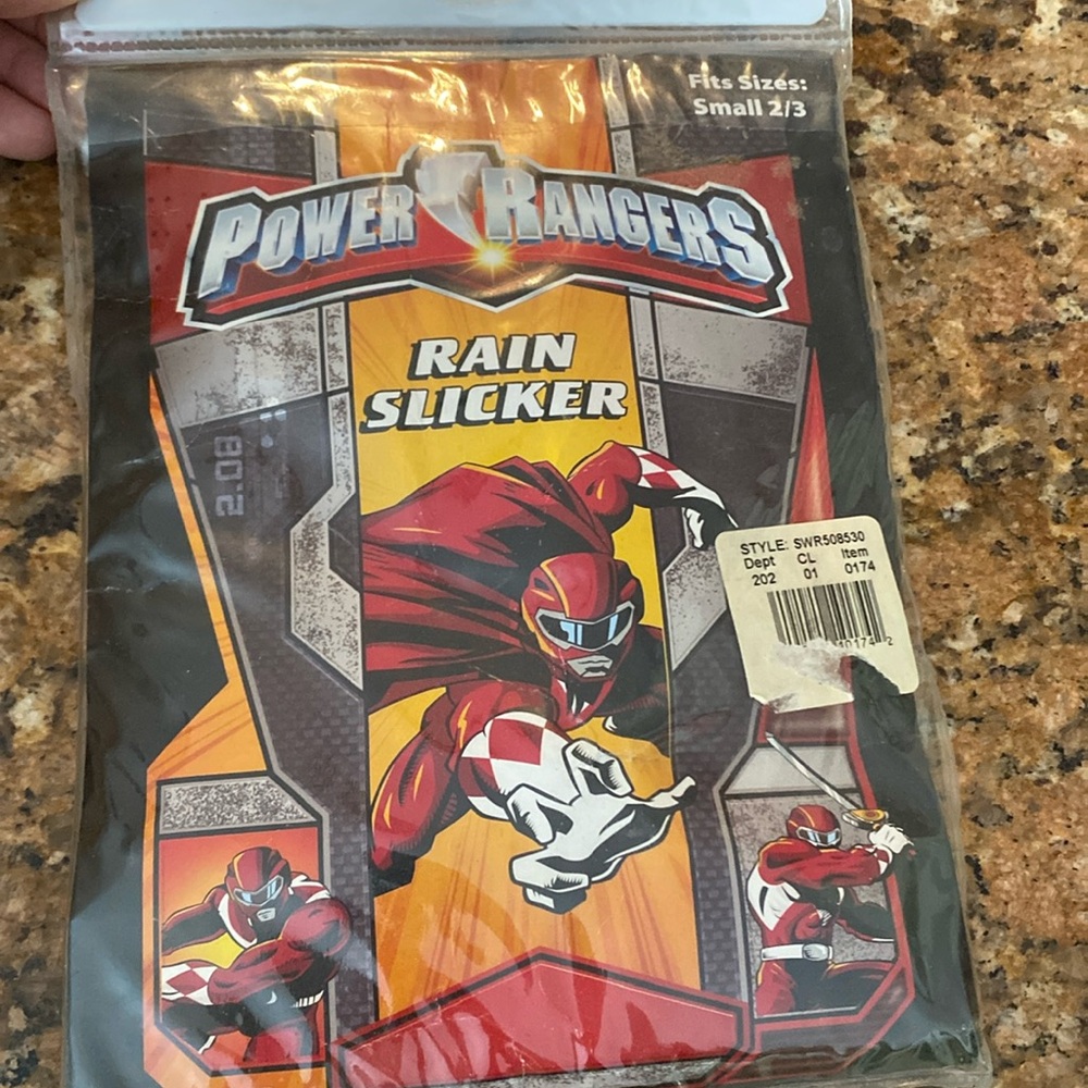 New power rangers red rain slicker small 2/3 youth